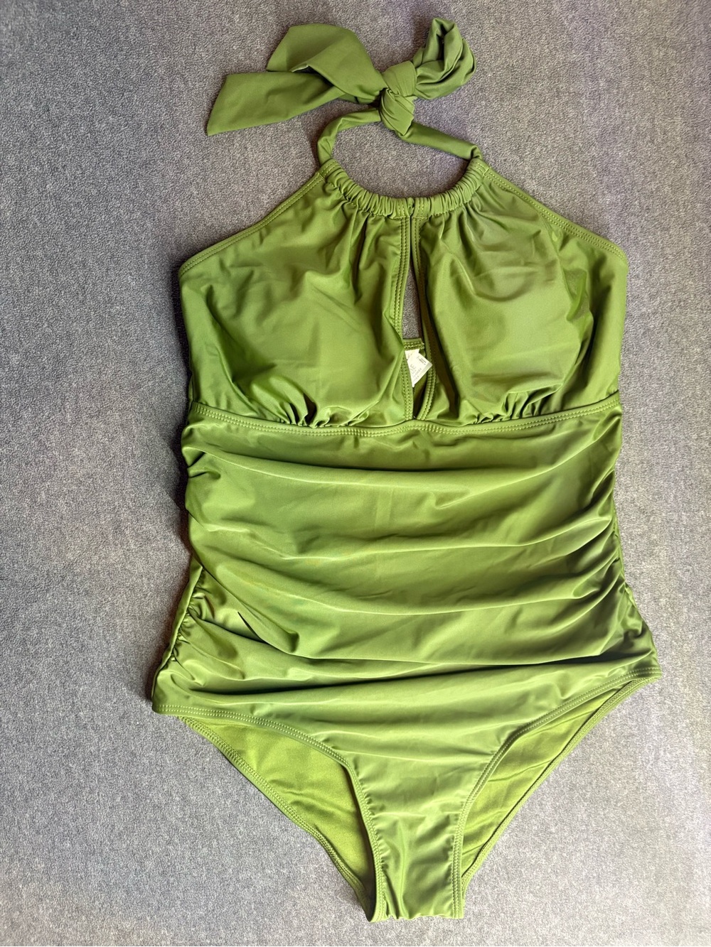 🆕 Aqua Eve Olive Green Halter One-Piece Swimsuit with Ties Size 14W